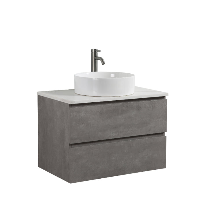 Avia 750mm Grey Ash Wall Hung Vanity With Stone Top | Indulge® - Acqua Bathrooms