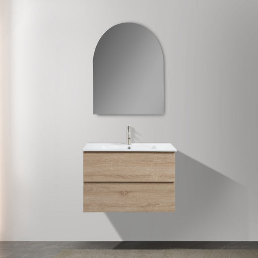 Avia 750mm White Oak Wall Hung Vanity With Ceramic Top | Indulge® - Acqua Bathrooms