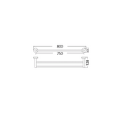 Cesena 750 Black Double towel rail - Acqua Bathrooms