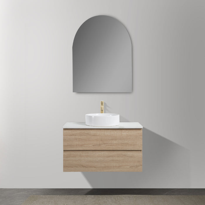 Avia 900mm White Oak Wall Hung Vanity With Stone Top | Indulge® - Acqua Bathrooms