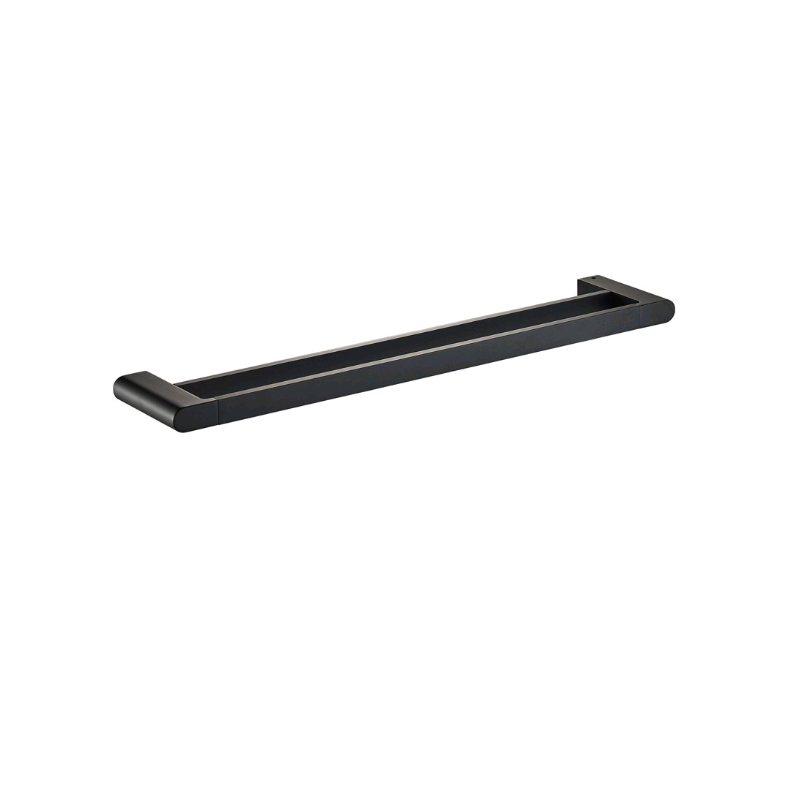 Flores 800 Double Black Towel Rail - Acqua Bathrooms