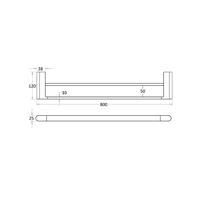 Flores 800 Gunmetal Double Towel Rail - Acqua Bathrooms