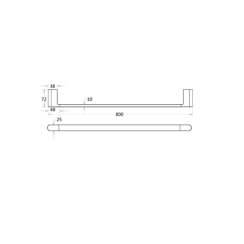 Flores 800 Brushed Gold Single Towel Rail - Acqua Bathrooms