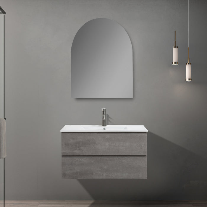 Avia 900mm Grey Ash Wall Hung Vanity With Ceramic Top | Indulge® - Acqua Bathrooms
