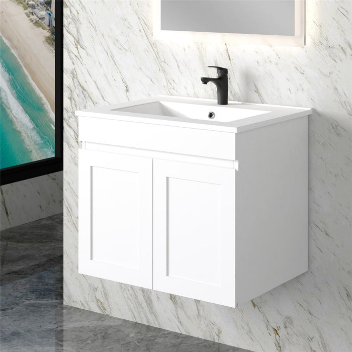 Miami 600 Matte White Wall Hung Vanity - Acqua Bathrooms