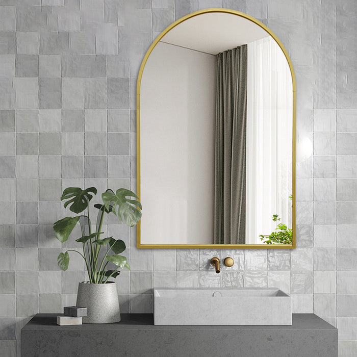 Indulge | Arched Brushed Gold Framed Mirror - Acqua Bathrooms