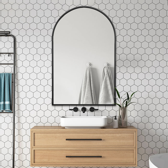 Indulge | Arched Matte Black Framed Mirror - Acqua Bathrooms