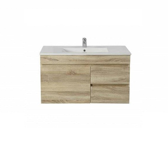Berge 750 mm Wall Hung White Oak Vanity - Acqua Bathrooms