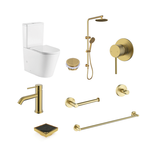 Hali Round Brushed Gold Bathroom Package - Acqua Bathrooms