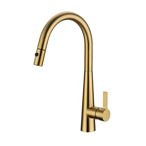 Otus Brushed Gold Pull Out Kitchen Mixer - Acqua Bathrooms