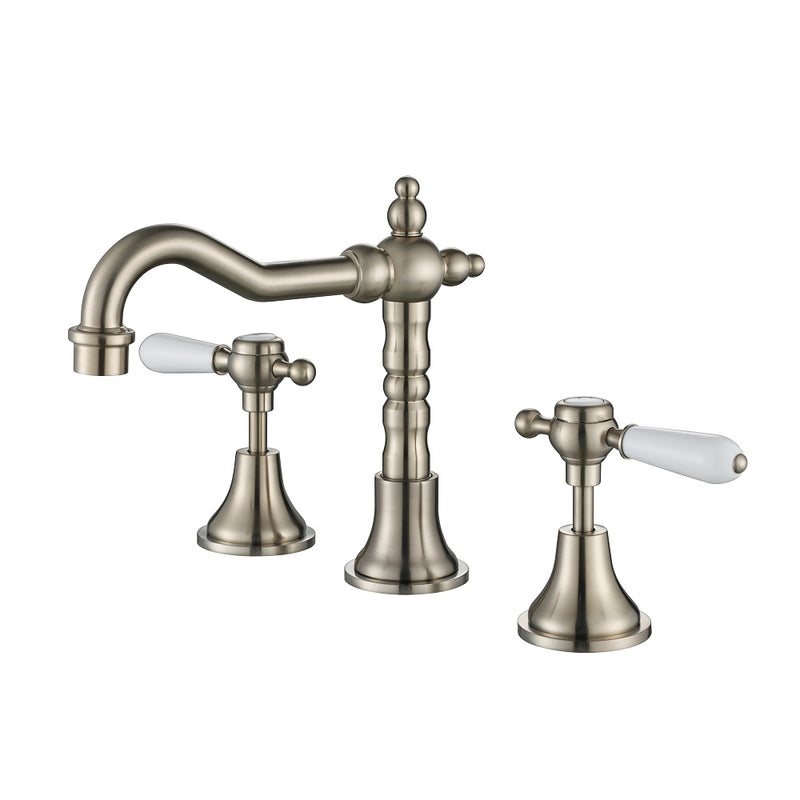 Bordeaux Traditional Brushed Nickel Basin Set - Acqua Bathrooms