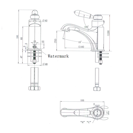 Bordeaux Traditional Basin Mixer - Acqua Bathrooms