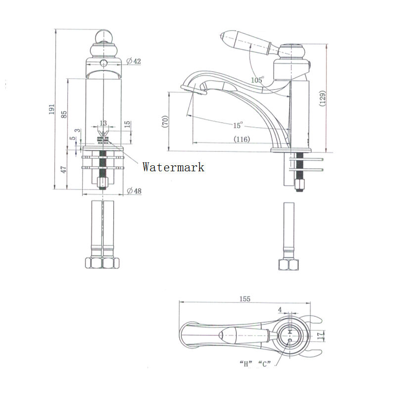 Bordeaux Traditional Brushed Nickel Basin Mixer - Acqua Bathrooms
