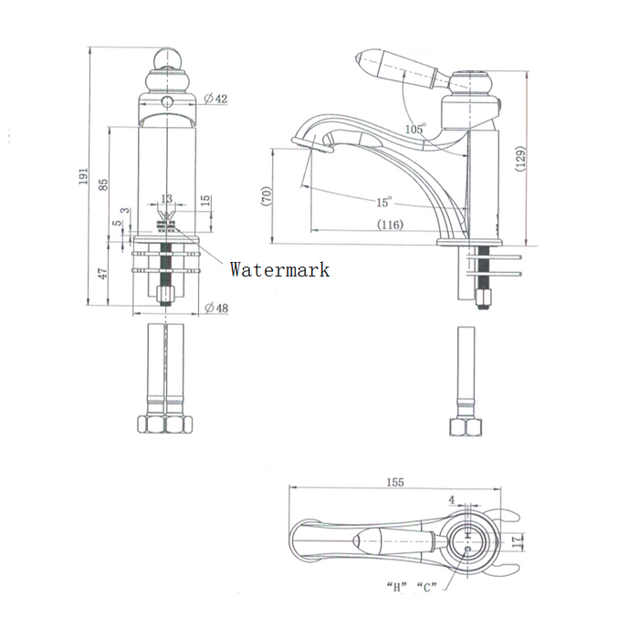 Bordeaux Traditional Matte Black Basin Mixer - Acqua Bathrooms