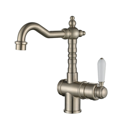 Bordeaux Traditional Brushed Nickel High Rise Basin Mixer - Acqua Bathrooms