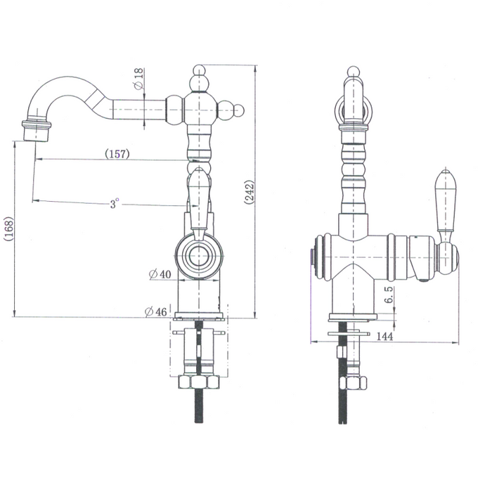 Bordeaux Traditional High Rise Basin Mixer - Acqua Bathrooms