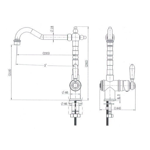 Bordeaux Traditional Brushed Bronze Kitchen Mixer - Acqua Bathrooms