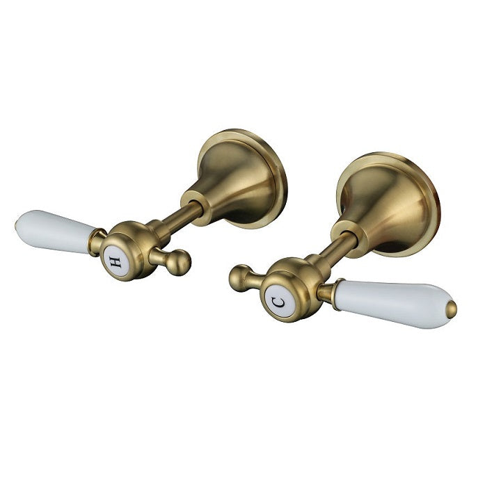 Bordeaux Traditional Brushed Bronze Wall Tap Set - Acqua Bathrooms