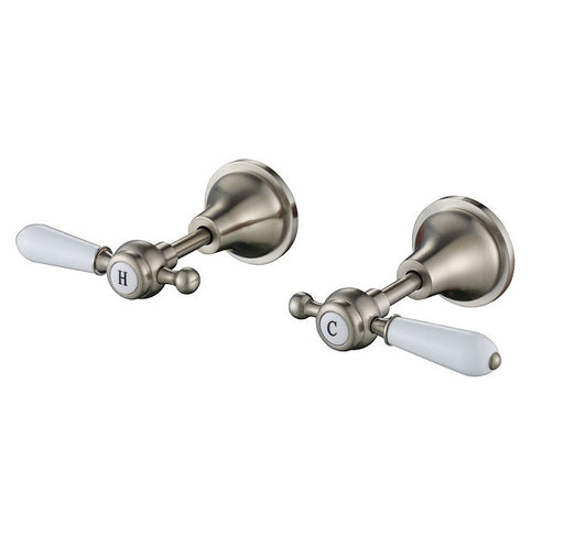 Bordeaux Traditional Brushed Nickel Wall Tap Set - Acqua Bathrooms