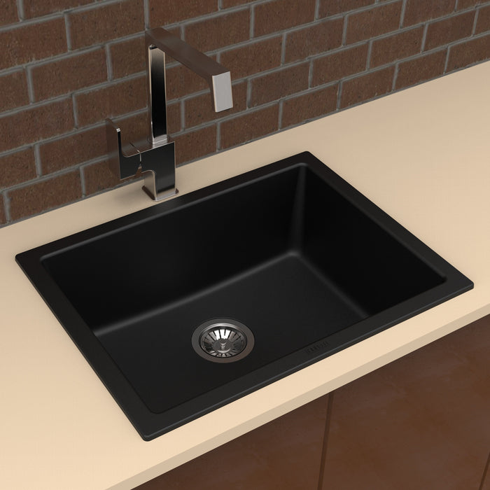 Carysil | 610 Big Bowl Black Granite Kitchen Sink - Acqua Bathrooms