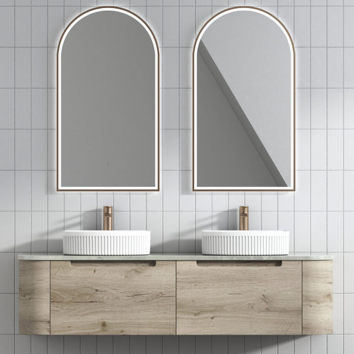 Aulic | Hamilton 1500 Curved Oak Wall Hung Vanity - Acqua Bathrooms