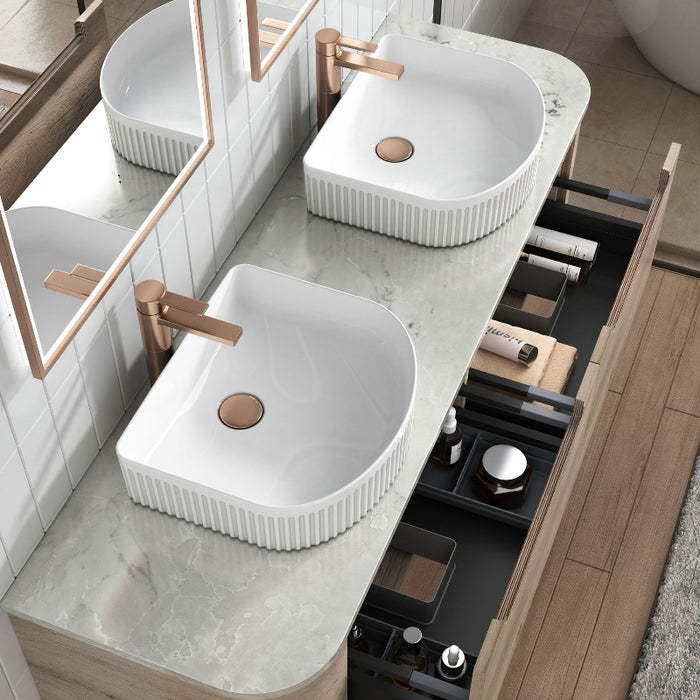 Aulic | Hamilton 1500 Curved Oak Wall Hung Vanity - Acqua Bathrooms