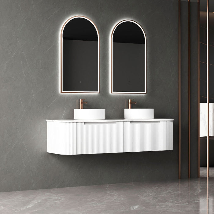Aulic | Petra 1500 Curved Matte White Wall Hung Vanity - Acqua Bathrooms