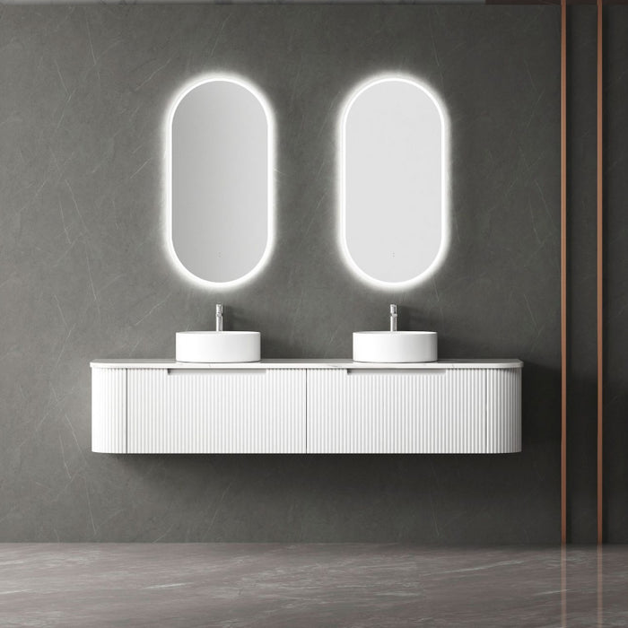 Aulic | Petra 1800 Curved Matte White Wall Hung Vanity - Acqua Bathrooms