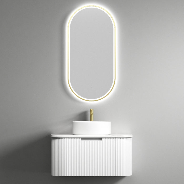 Aulic | Petra 750 Curved Matte White Wall Hung Vanity - Acqua Bathrooms