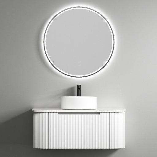 Aulic | Petra 900 Curved Matte White Wall Hung Vanity - Acqua Bathrooms
