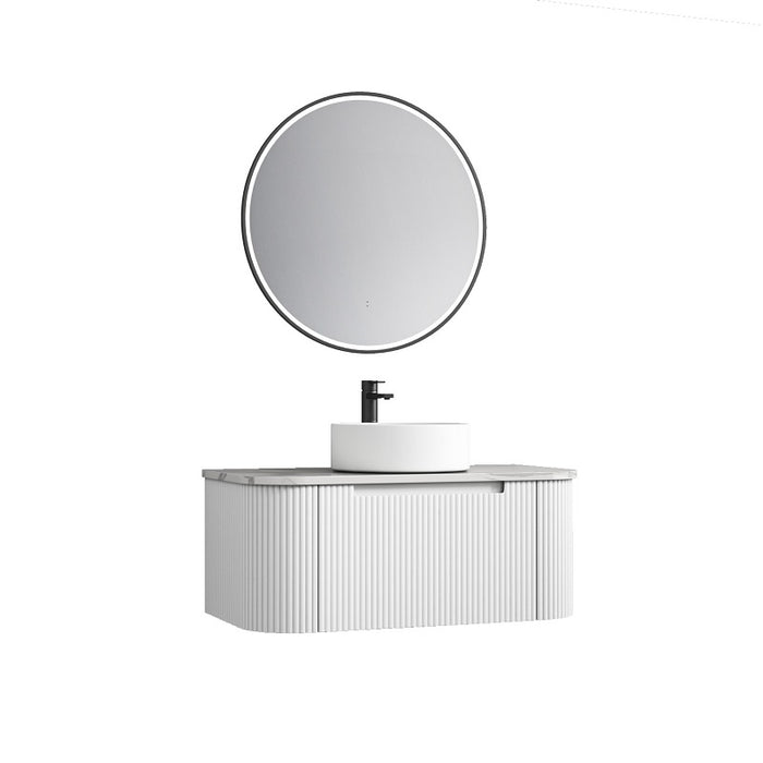 Aulic | Petra 900 Curved Matte White Wall Hung Vanity - Acqua Bathrooms