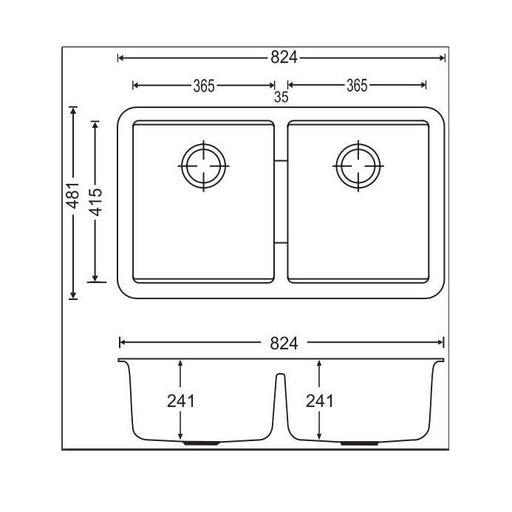 Carysil | 824 Nera White Granite Kitchen Sink - Acqua Bathrooms