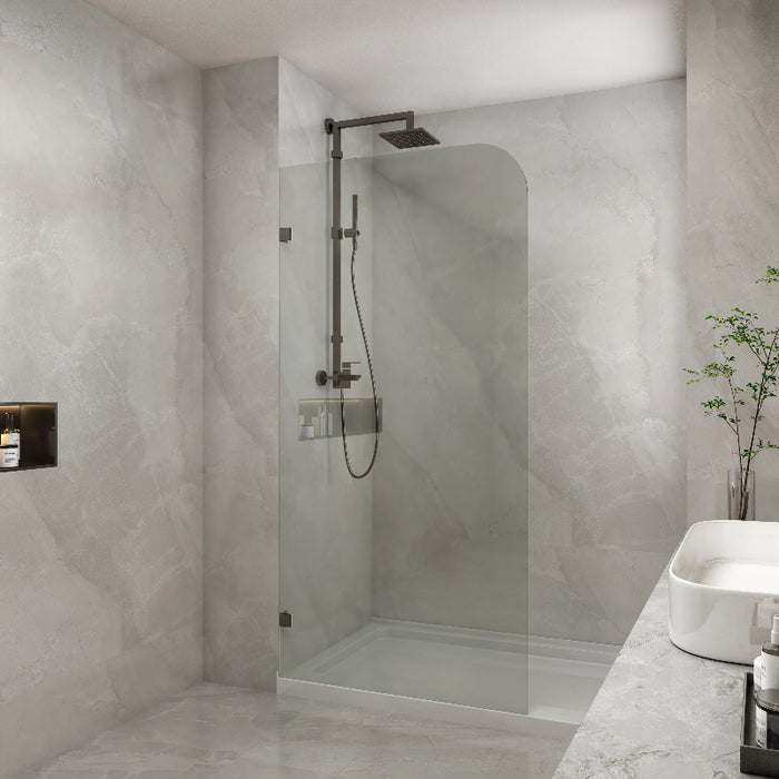 Frameless Matte Black Fixed Panel Shower Screen Curved Edge - Acqua Bathrooms