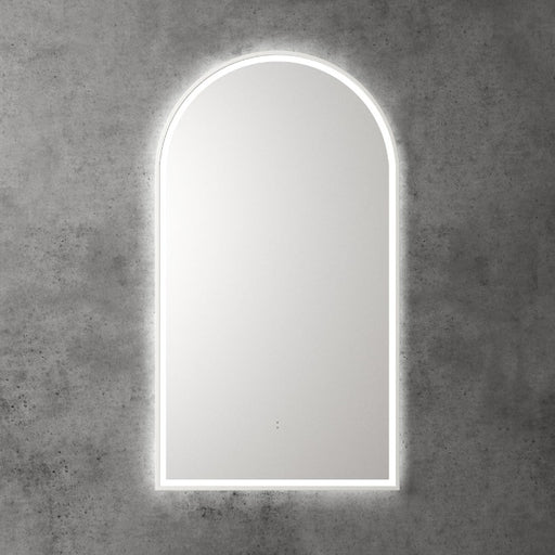 Aulic | Canterbury Matte White Touchless Arched LED Mirror - Three Dimmable Colours - Acqua Bathrooms