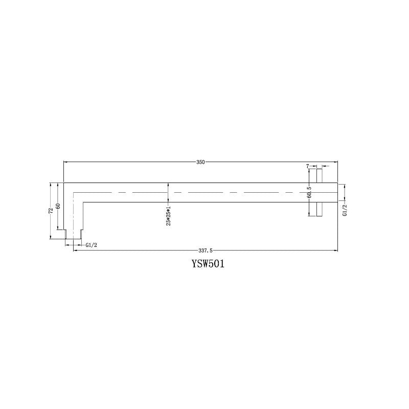 Nero | Square Brushed Nickel Shower Arm - Acqua Bathrooms