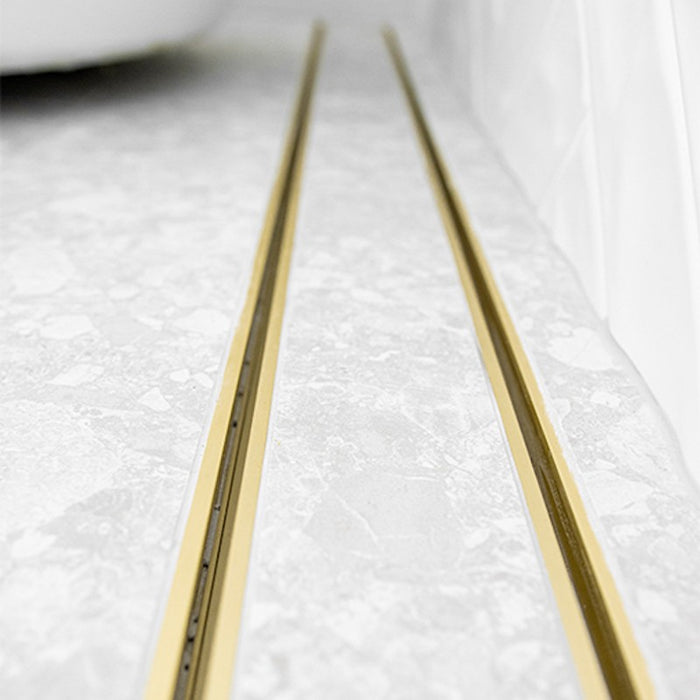 Brushed Gold 1200mm Tile Insert Floor Waste - Acqua Bathrooms