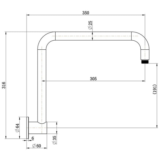 Brushed Bronze High Rise Shower Arm - Acqua Bathrooms