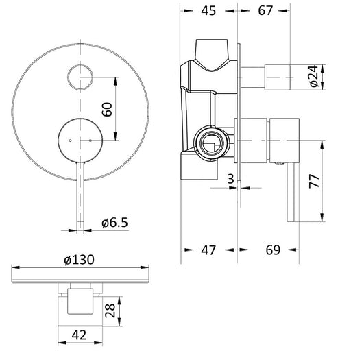 Ikon Hali Wall Diverter - Acqua Bathrooms