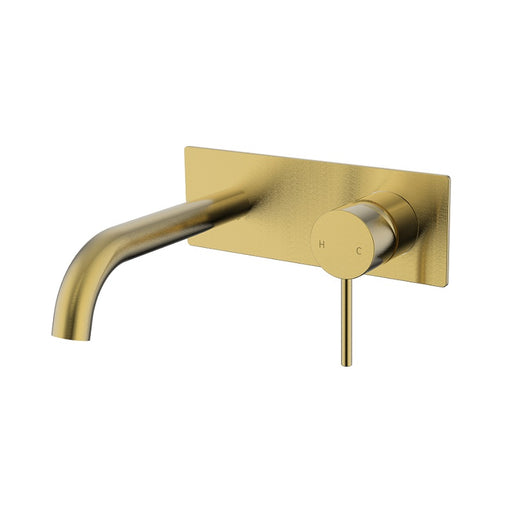 Ikon Hali Brushed Gold Wall Basin Mixer/Bath Spout - Acqua Bathrooms