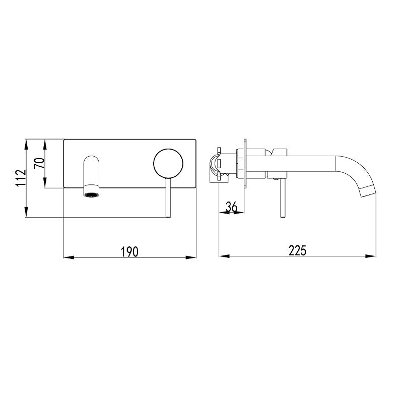Ikon Hali Gun Metal Wall Basin Mixer/Bath Spout - Acqua Bathrooms