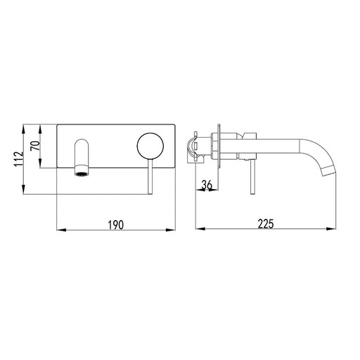Ikon Hali Gun Metal Wall Basin Mixer/Bath Spout - Acqua Bathrooms