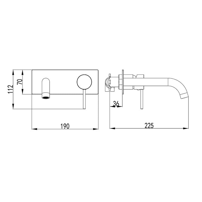 Ikon Hali Gun Metal Wall Basin Mixer/Bath Spout - Acqua Bathrooms