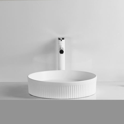 Infinity | Fluted Matte White Round Above Counter Basin - Acqua Bathrooms