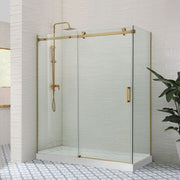 Brushed Gold Square Frameless Sliding Adjustable Shower Screen - Acqua Bathrooms
