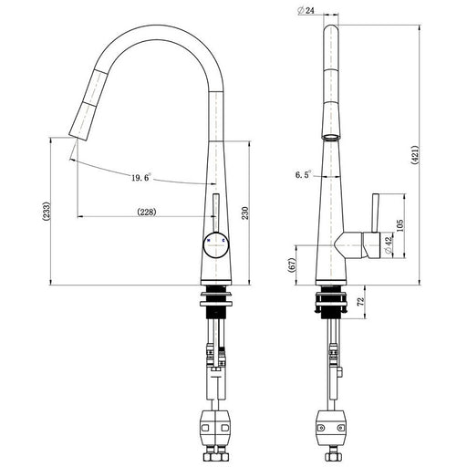 Kasper Brushed Bronze Round Pull-Out Kitchen Mixer - Acqua Bathrooms