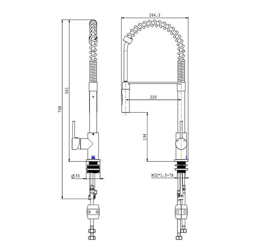 Kasper Spring Kitchen Mixer - Acqua Bathrooms