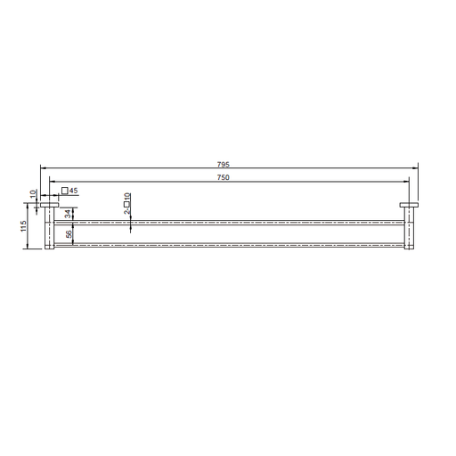 Messina Black 600 mm Double Towel Rail - Acqua Bathrooms