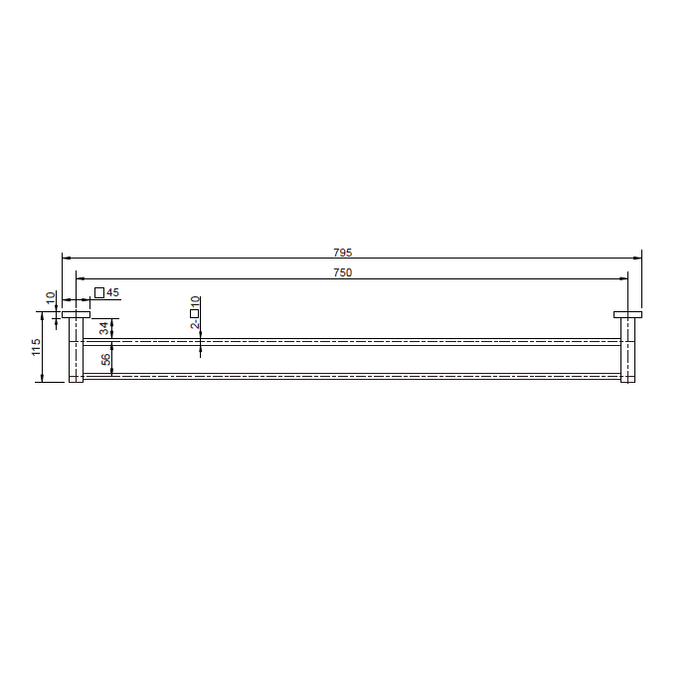 Messina Black 600 mm Double Towel Rail - Acqua Bathrooms