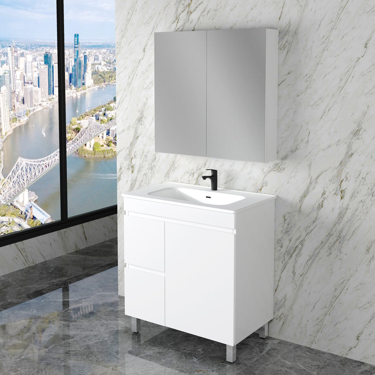 Noah 750 mm Legs Vanity - Left Hand Drawers