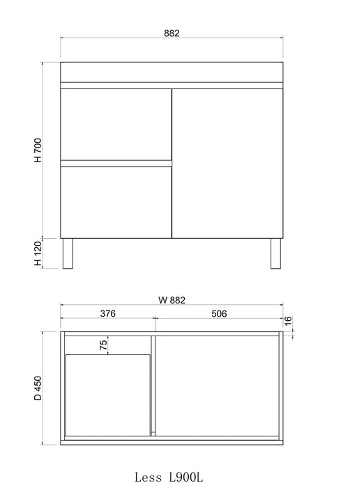Noah 900 mm Vanity on Legs - Acqua Bathrooms
